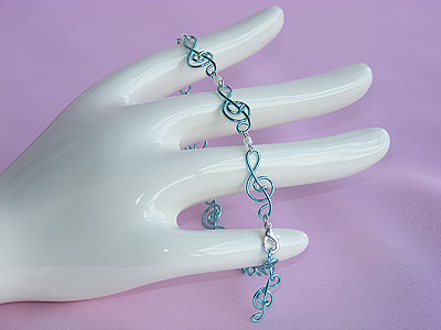 Music jewellery turquoise treble clef bracelet