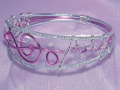 Music gifts jewellery pink treble clef bangle