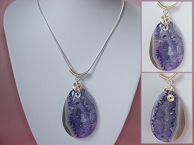 Music gifts purple druzy Agate necklace