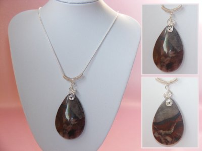 Red pear drop Jasper music themed necklace