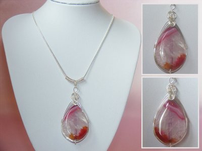 Musician gifts pink druzy Agate necklace