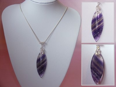 925 purple Fluorite music themed necklace