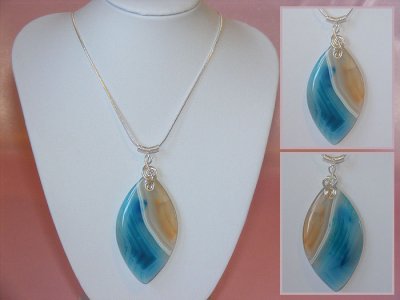 Musician jewellery blue Agate necklace