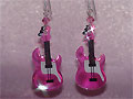 Pink guitar Swarovski beads music gift earrings