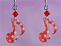 Red quaver Swarovski beads music gift earrings
