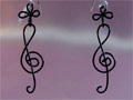 Black treble clef clover music gift earrings