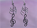 Black treble clef spiral music gift earrings