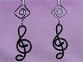 Black treble clef music gift earrings