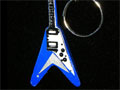 Blue flying V guitar key ring