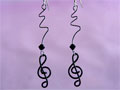 Black treble clef Swarovski beads music gift earrings