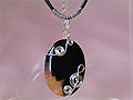 Music jewellery orange oval druzy Agate necklace