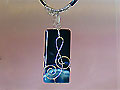 Blue rectangular Agate music themed necklace