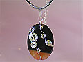Orange oval druzy Agate music themed necklace