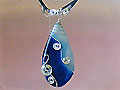 Music themed blue pear drop Agate necklace