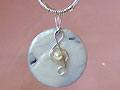 Lavender round shell music themed necklace