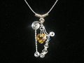 Handmade music gifts Swarovski harp necklace