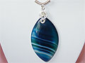 Deep blue marquis Agate music themed necklace