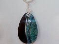 Green druzy Agate music themed necklace