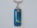 Music themed blue rectangular Jasper necklace