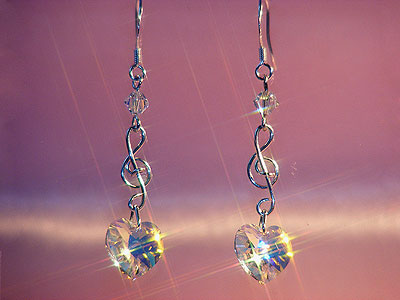 925 Swarovski crystal music themed earrings