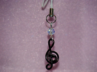 Black treble clef Swarovski music themed phone charm