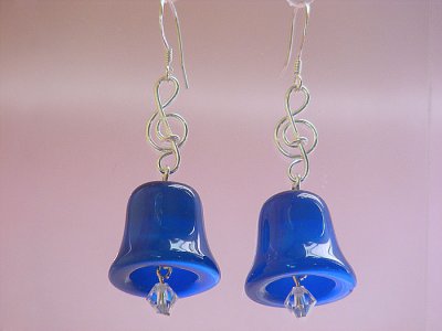 Blue bell cat eyes music themed earrings