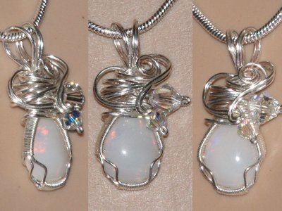 Heart design hand cut opal Swarovski necklace