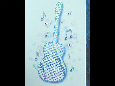 Music themed accoustic guitar Birthday card 