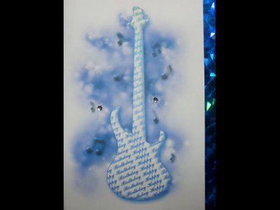 Music themed bass guitar Happy Birthday card