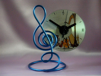 Music themed gifts blue treble clef CD clock