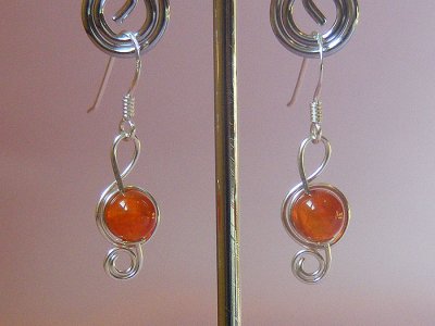 Music themed orange veins Agate earrings