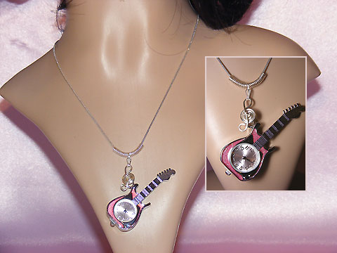 Musician gifts guitar long necklace watch