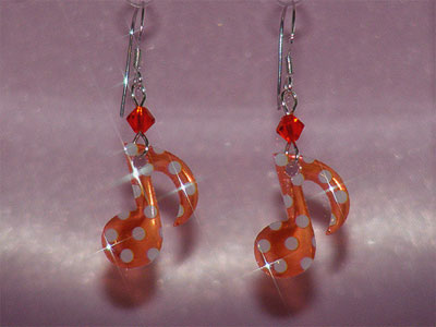 Orange quaver music note Swarovski earrings