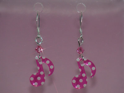 Pink quaver music note Swarovski earrings