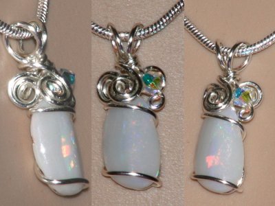 Spiral design hand cut opal necklace