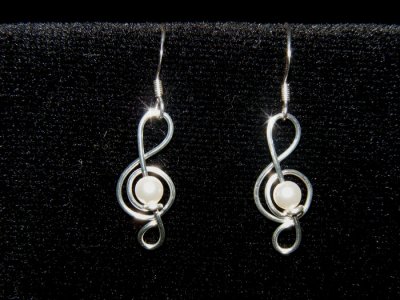 Swarovski pearls beads music themed earrings