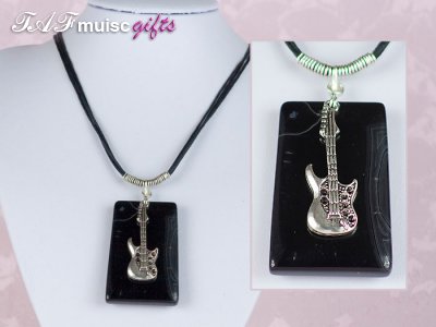 Black Agate music themed guitar necklace