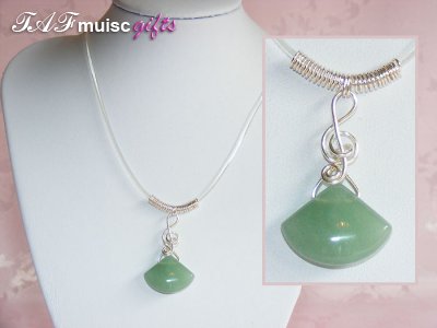 Green adventurine music themed necklace