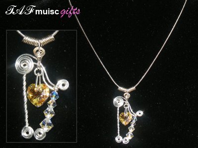 Handmade harp Swarovski crystal necklace