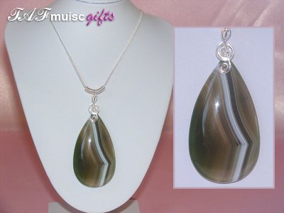 Mistic green Agate handmade music themed necklace