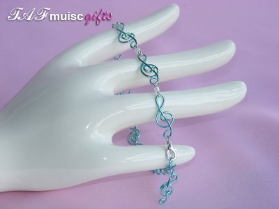 Music jewellery turquoise treble clef bracelet