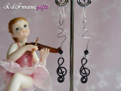 music themed black Swarovski bead earrings