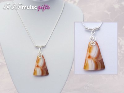 Orange bell Agate handmade treble clef necklace