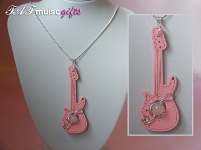 Pale pink guitar quartz long necklace