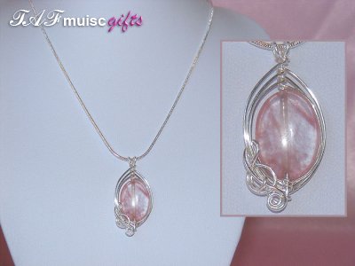 Pink Tourmaline handmade music themed necklace