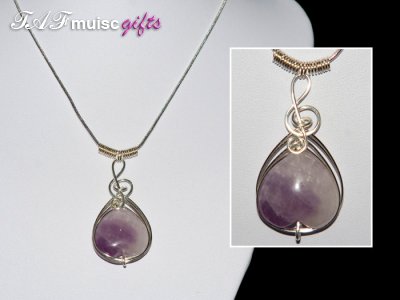 Purple Amethyst handmade music themed necklace