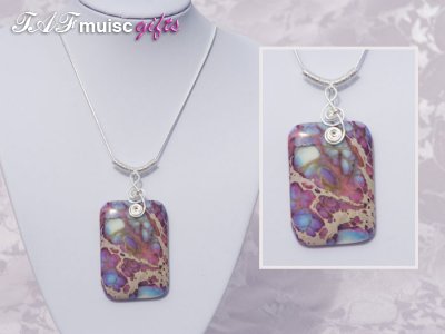 Purple Jasper handmade treble clef necklace