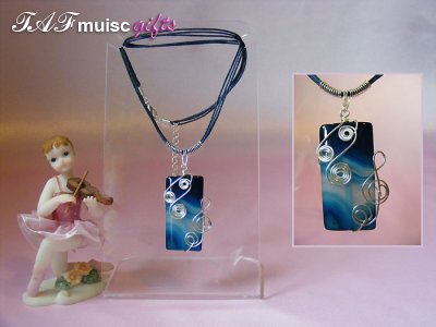 Rectangular Agate handmade music themed necklace