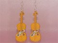 Funky orange violin Swarovski earrings