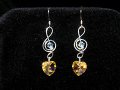 Music gifts heart Swarovski crystal earrings 925